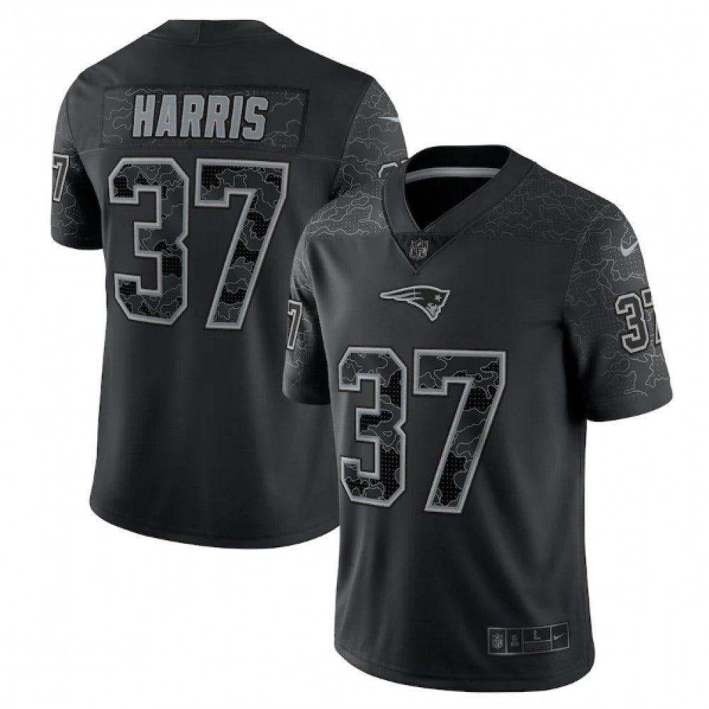Men's New England Patriots #37 Damien Harris Black Reflective Limited Stitched Football Jersey 
