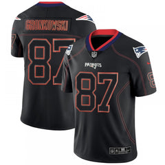Men's New England Patriots #87 Rob Gronkowski NFL 2018 Lights Out Black Color Rush Limited Jersey 