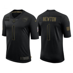Men's New England Patriots #1 Cam Newton 2020 Black Salute To Service Limited Stitched Jersey 