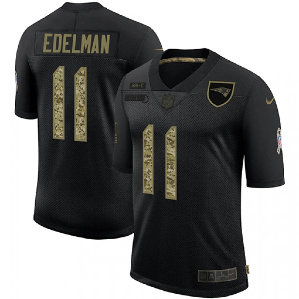 Men's New England Patriots #11 Julian Edelman 2020 Black Camo Salute To Service Limited Stitched Jersey 
