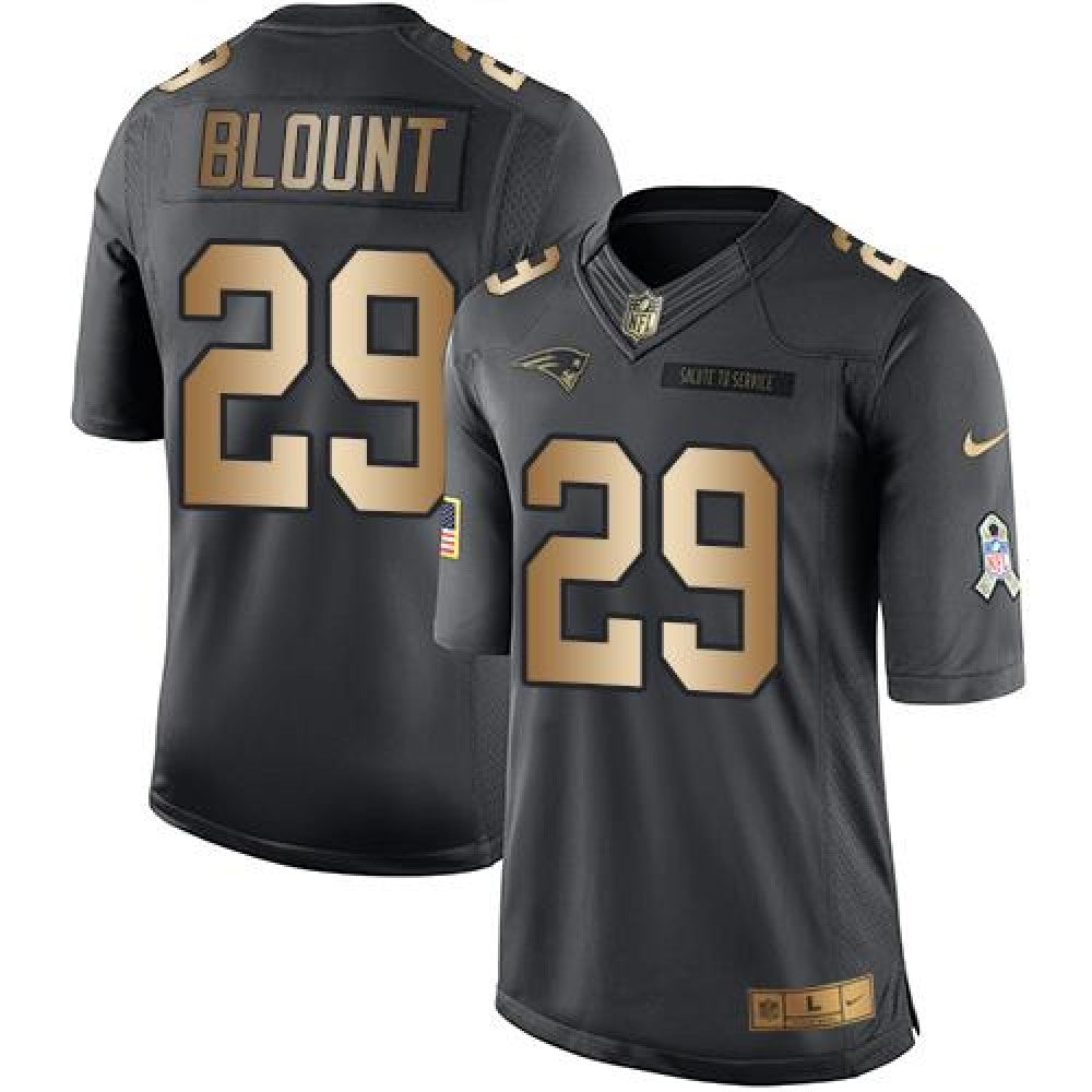 Patriots #29 LeGarrette Blount Black Men's Stitched NFL Limited Gold Salute To Service Jersey 