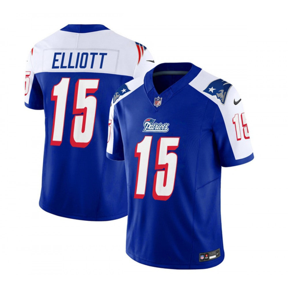Men's New England Patriots #15 Ezekiel Elliott Blue/White 2023 F.U.S.E. Vapor Limited Stitched Football Jersey 