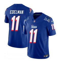 Men's New England Patriots #11 Julian Edelman Blue 2023 F.U.S.E. Throwback Limited Stitched Football Jersey 