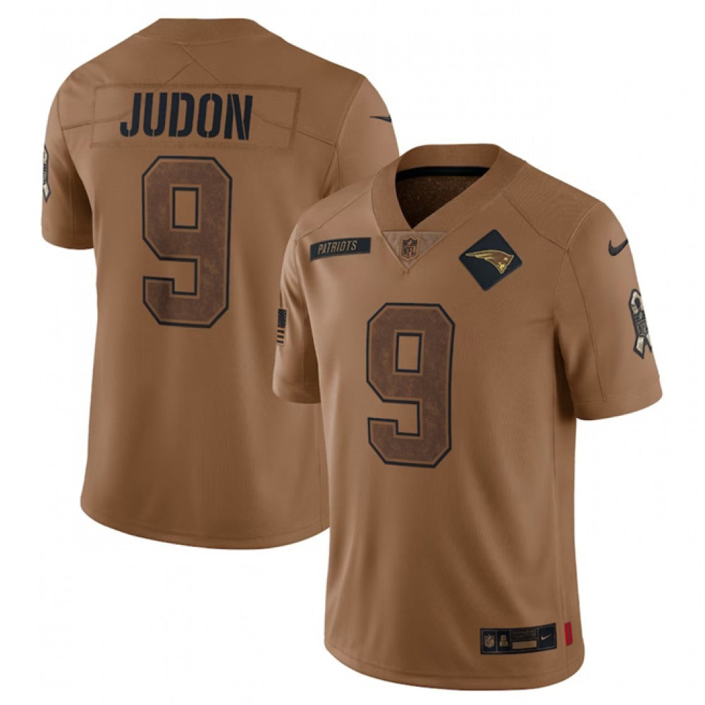 Men's New England Patriots #9 Matthew Judon 2023 Brown Salute To Service Limited Stitched Football Jersey 