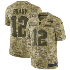 Men's New England Patriots #12 Tom Brady 2018 Camo Salute to Service Limited Stitched NFL Jersey 