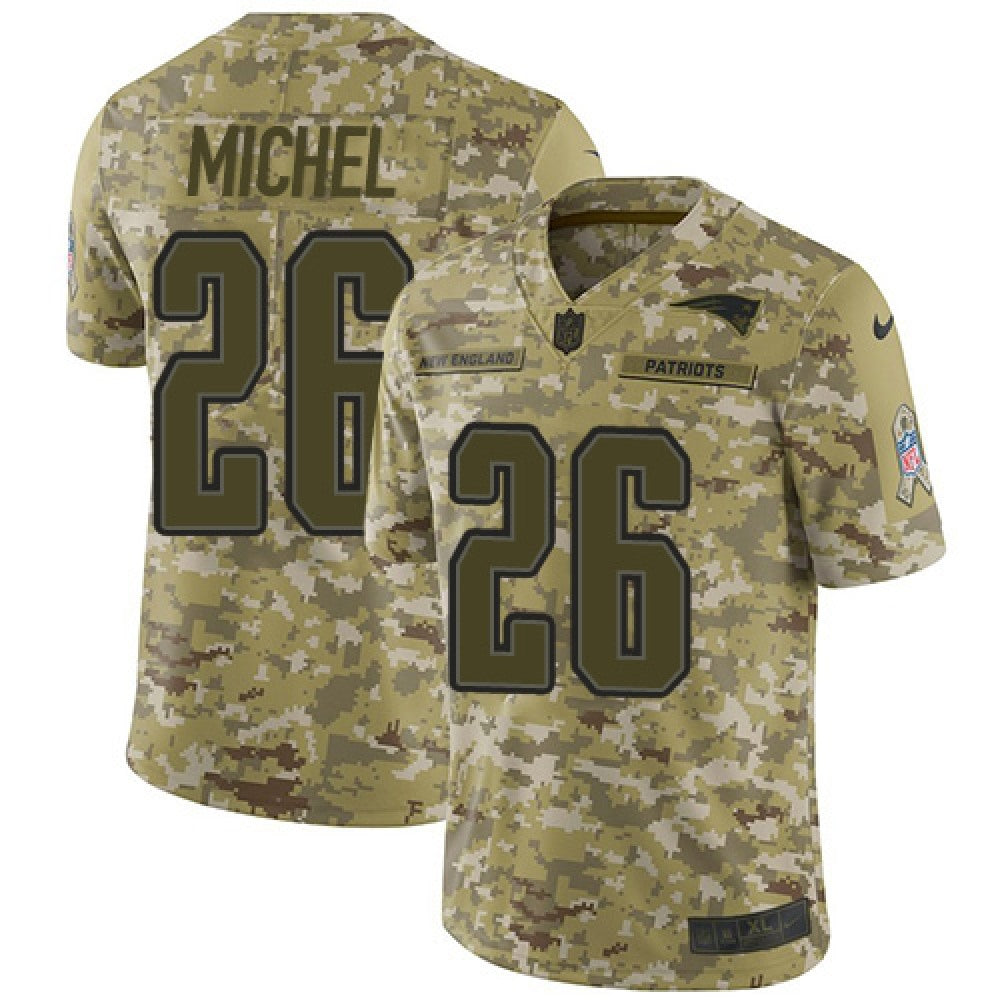 Men's New England Patriots #26 Sony Michel 2018 Camo Salute to Service Limited Stitched NFL Jersey 