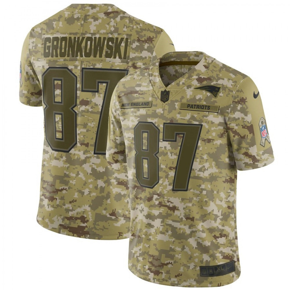 Men's New England Patriots #87 Rob Gronkowski 2018 Camo Salute to Service Limited Stitched NFL Jersey 
