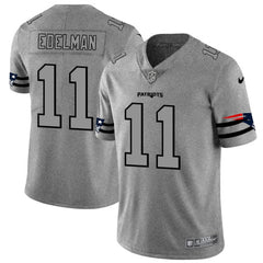 Men's New England Patriots #11 Julian Edelman 2019 Gray Gridiron Team Logo Limited Stitched NFL Jersey 