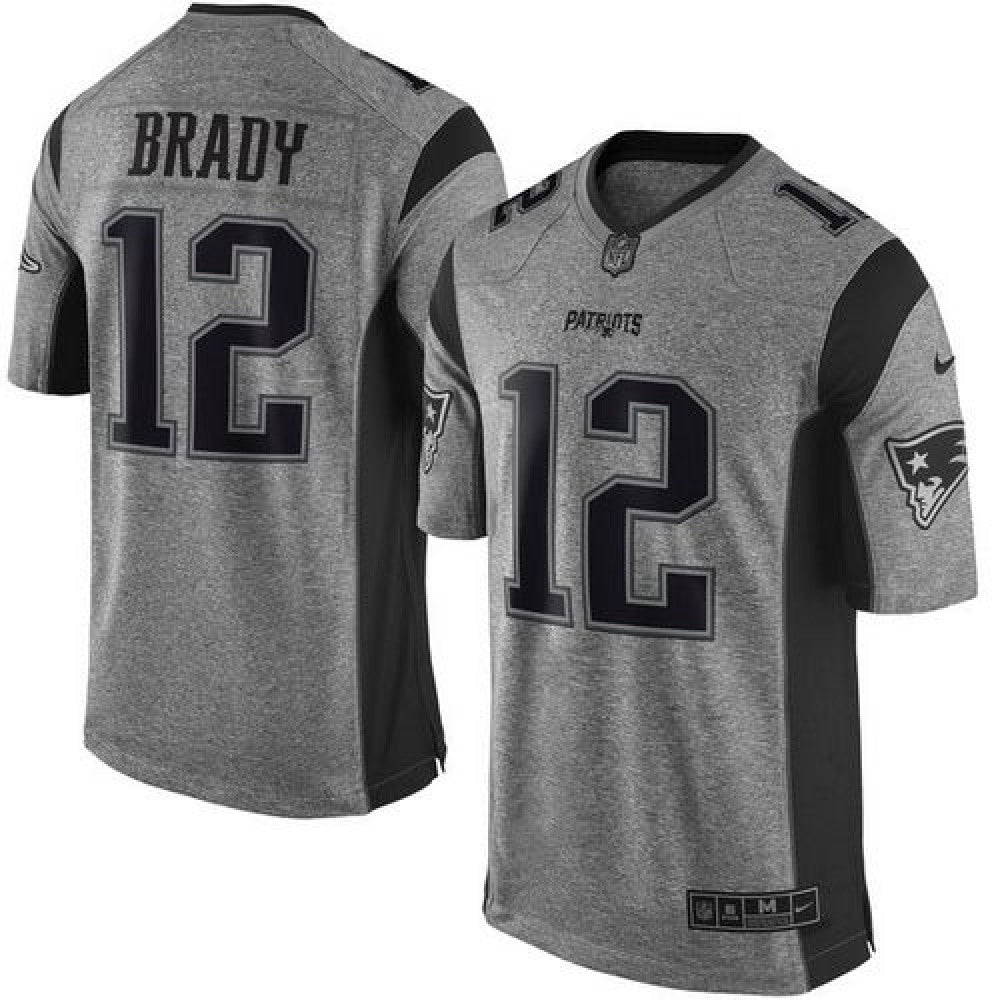 Patriots #12 Tom Brady Gray Men's Stitched NFL Limited Gridiron Gray Jersey 