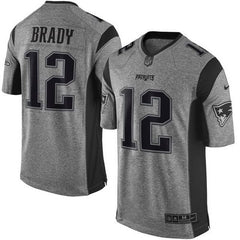 Patriots #12 Tom Brady Gray Men's Stitched NFL Limited Gridiron Gray Jersey 