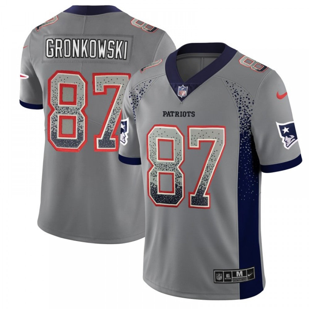 Men's New England Patriots #87 Rob Gronkowski Gray 2018 Drift Fashion Color Rush Limited Stitched NFL Jersey 
