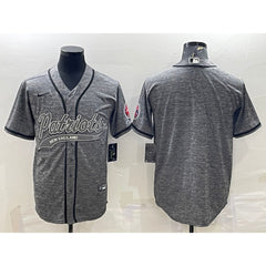 Men's New England Patriots Blank Grey With Patch Cool Base Stitched Baseball Jersey 