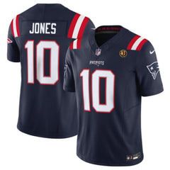 Men's New England Patriots #10 Mac Jones Navy 2023 F.U.S.E. With John Madden Patch Vapor Limited Stitched Football Jersey 