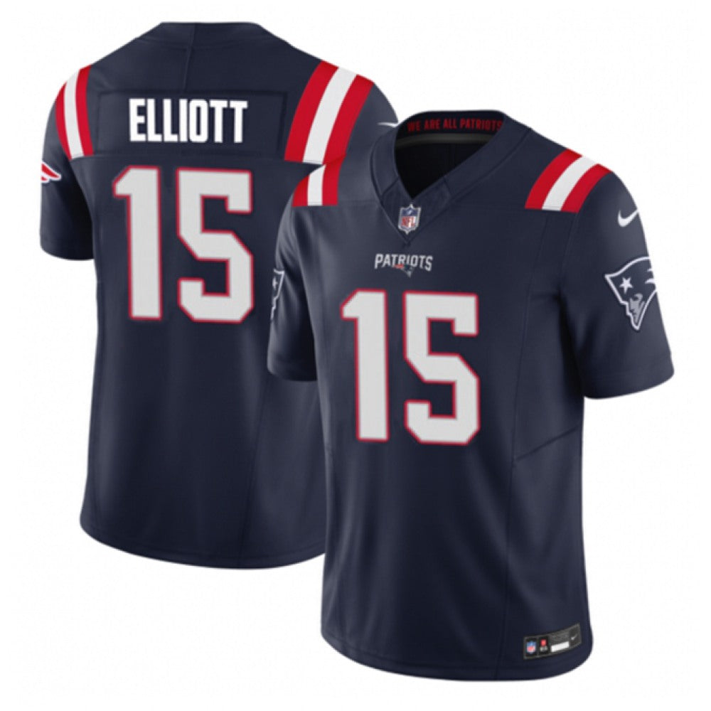 Men's New England Patriots #15 Ezekiel Elliott Navy 2023 F.U.S.E. Vapor Limited Stitched Football Jersey 