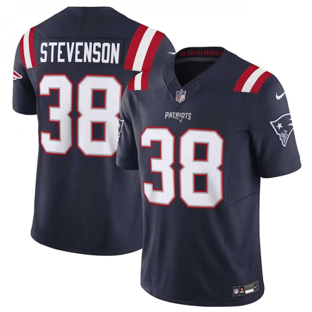 Men's New England Patriots #38 Rhamondre Stevenson Navy 2023 F.U.S.E. Vapor Limited Stitched Football Jersey 