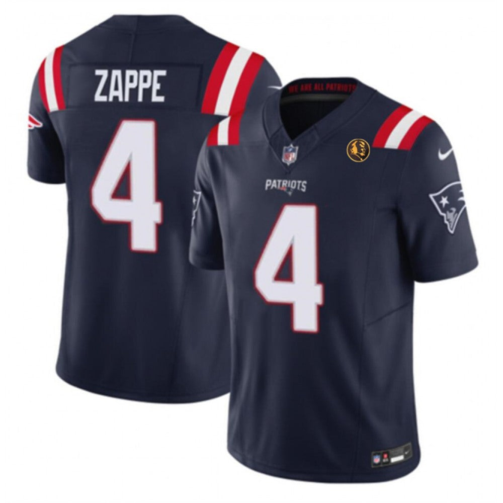 Men's New England Patriots #4 Bailey Zappe Navy 2023 F.U.S.E. With John Madden Patch Vapor Limited Stitched Football Jersey 