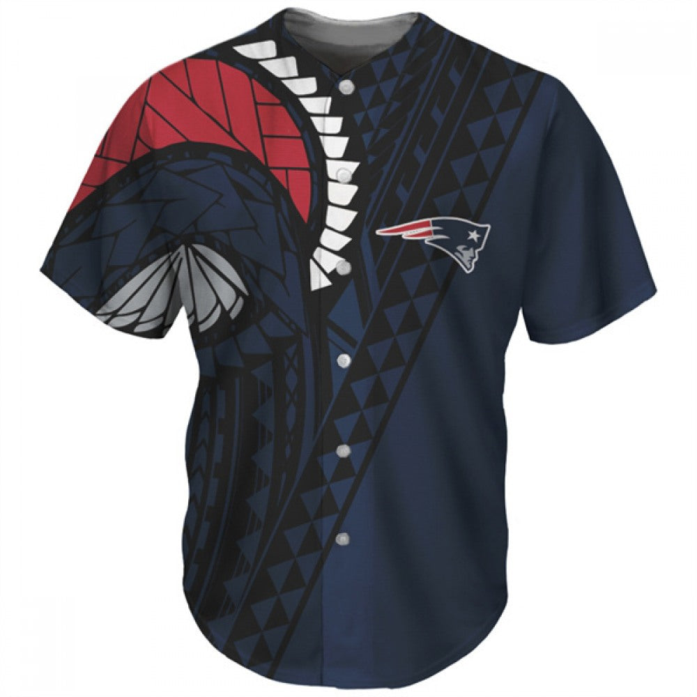 Men's New England Patriots Navy Baseball Jersey 