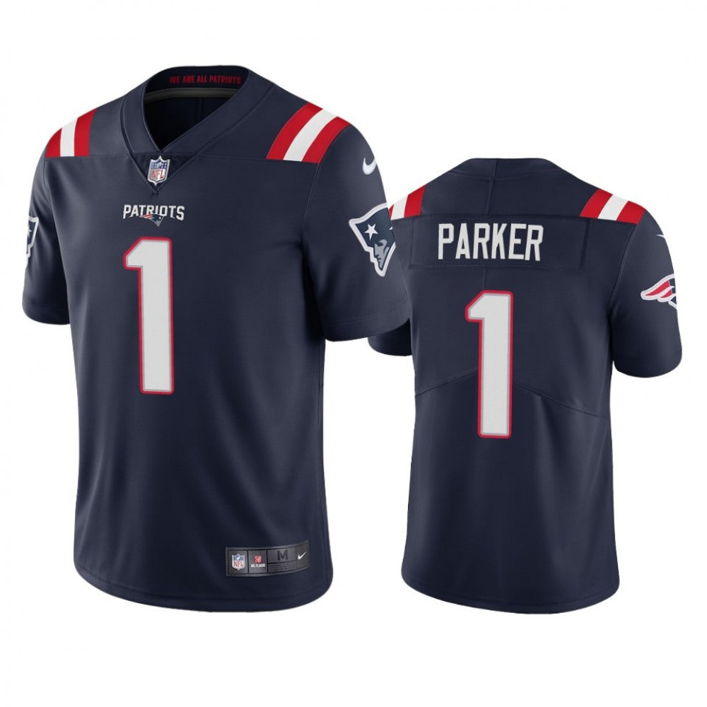 Men's New England Patriots #1 DeVante Parker Navy Vapor Untouchable Limited Stitched Jersey 