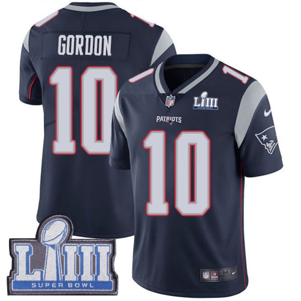 Men's New England Patriots #10 Josh Gordon Navy Blue Super Bowl LIII Vapor Untouchable Limited Stitched NFL Jersey 