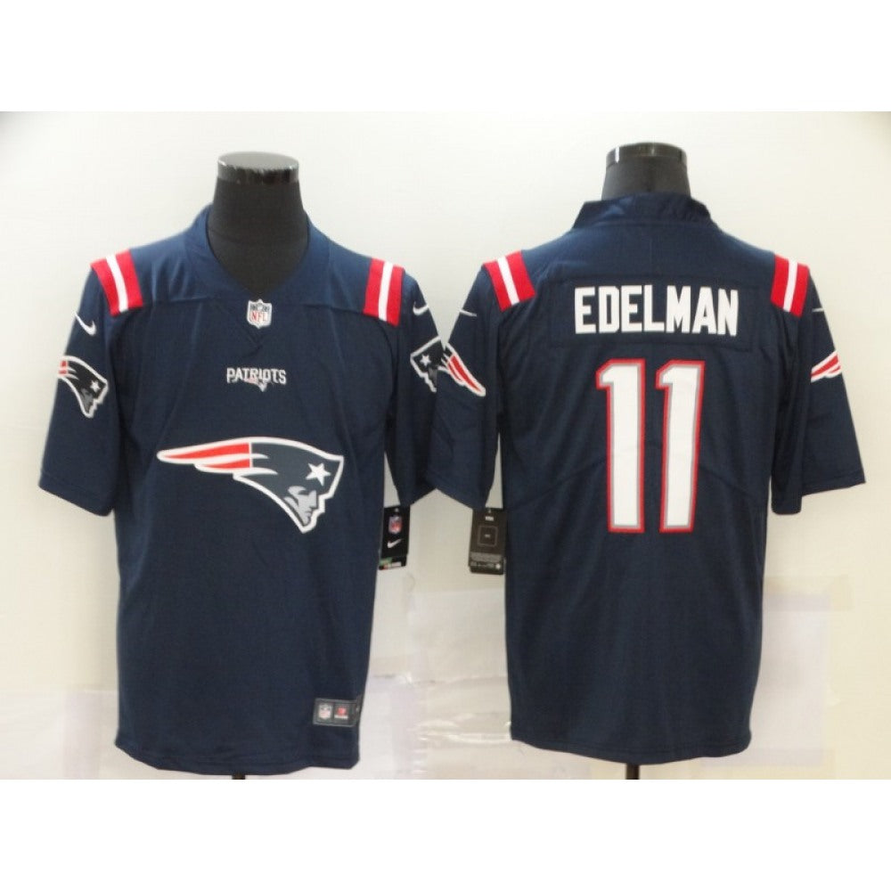 Men's New England Patriots #11 Julian Edelman Navy Team Big Logo Limited Stitched NFL Jersey 