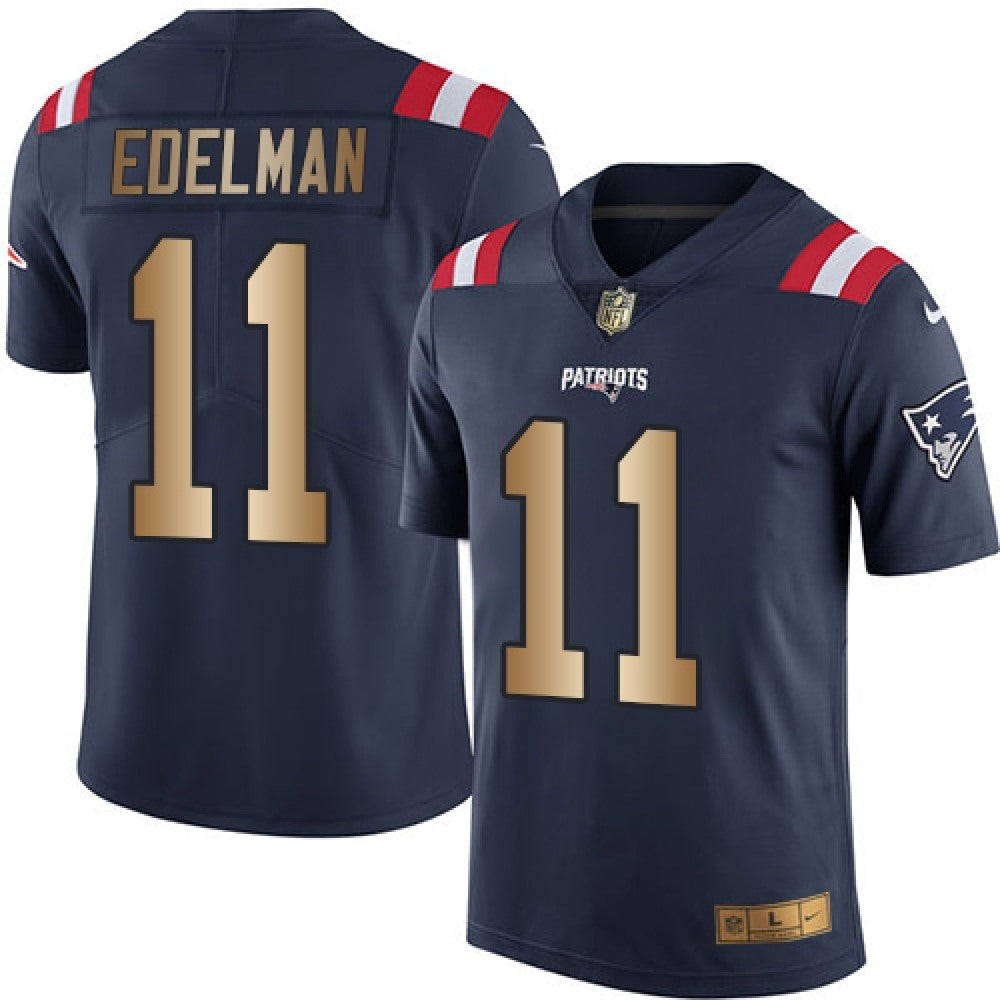 Patriots #11 Julian Edelman Navy Blue Men's Stitched NFL Limited Gold Rush Jersey 