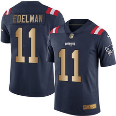 Patriots #11 Julian Edelman Navy Blue Men's Stitched NFL Limited Gold Rush Jersey 