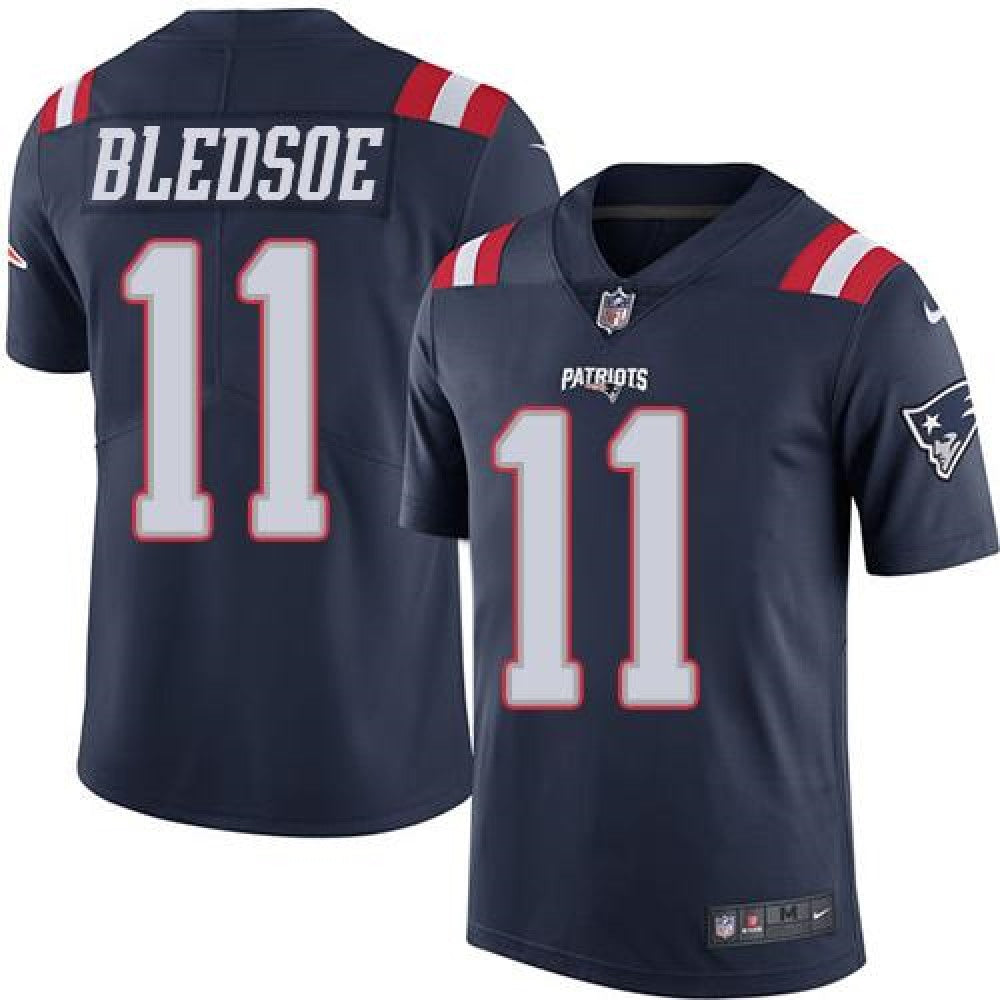 Patriots #11 Drew Bledsoe Navy Blue Men's Stitched NFL Limited Rush Jersey 