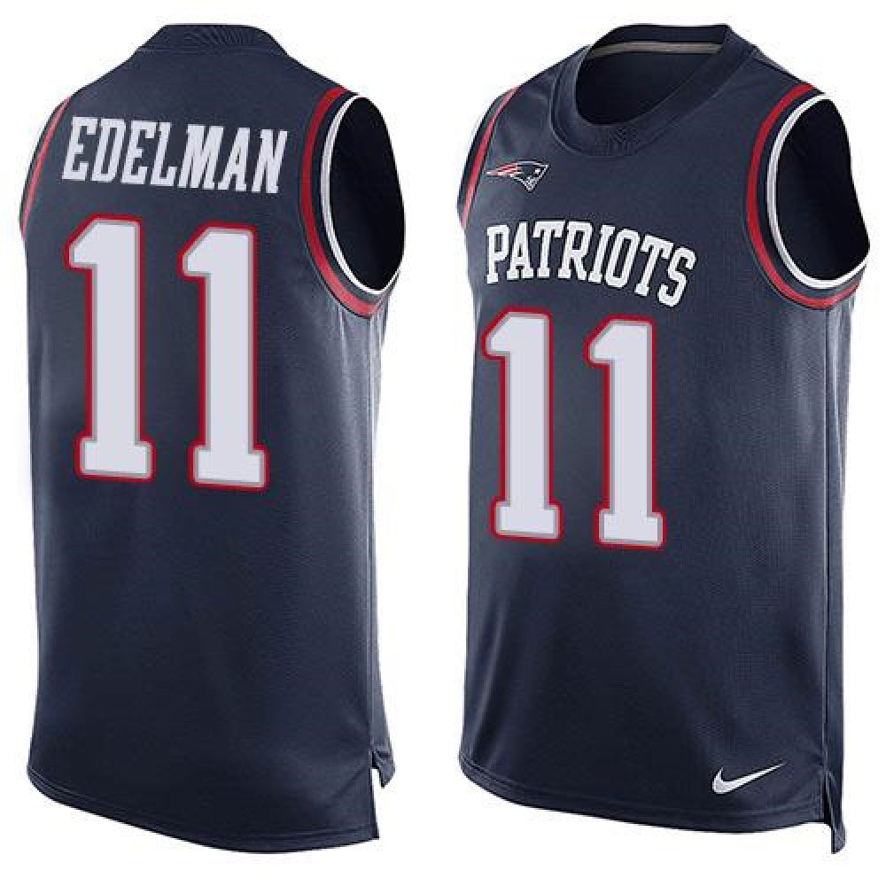 Patriots #11 Julian Edelman Navy Blue Team Color Men's Stitched NFL Limited Tank Top Jersey 
