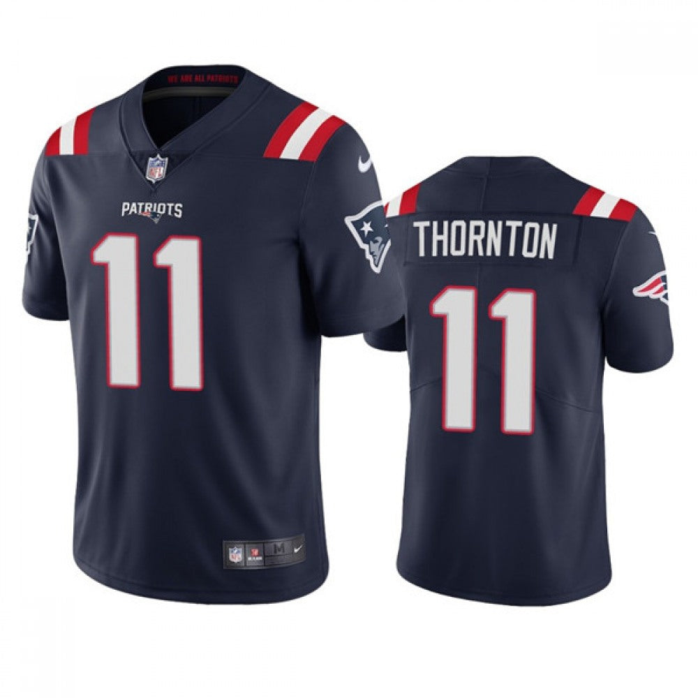 Men's New England Patriots #11 Tyquan Thornton Navy Vapor Untouchable Limited Stitched Jersey 