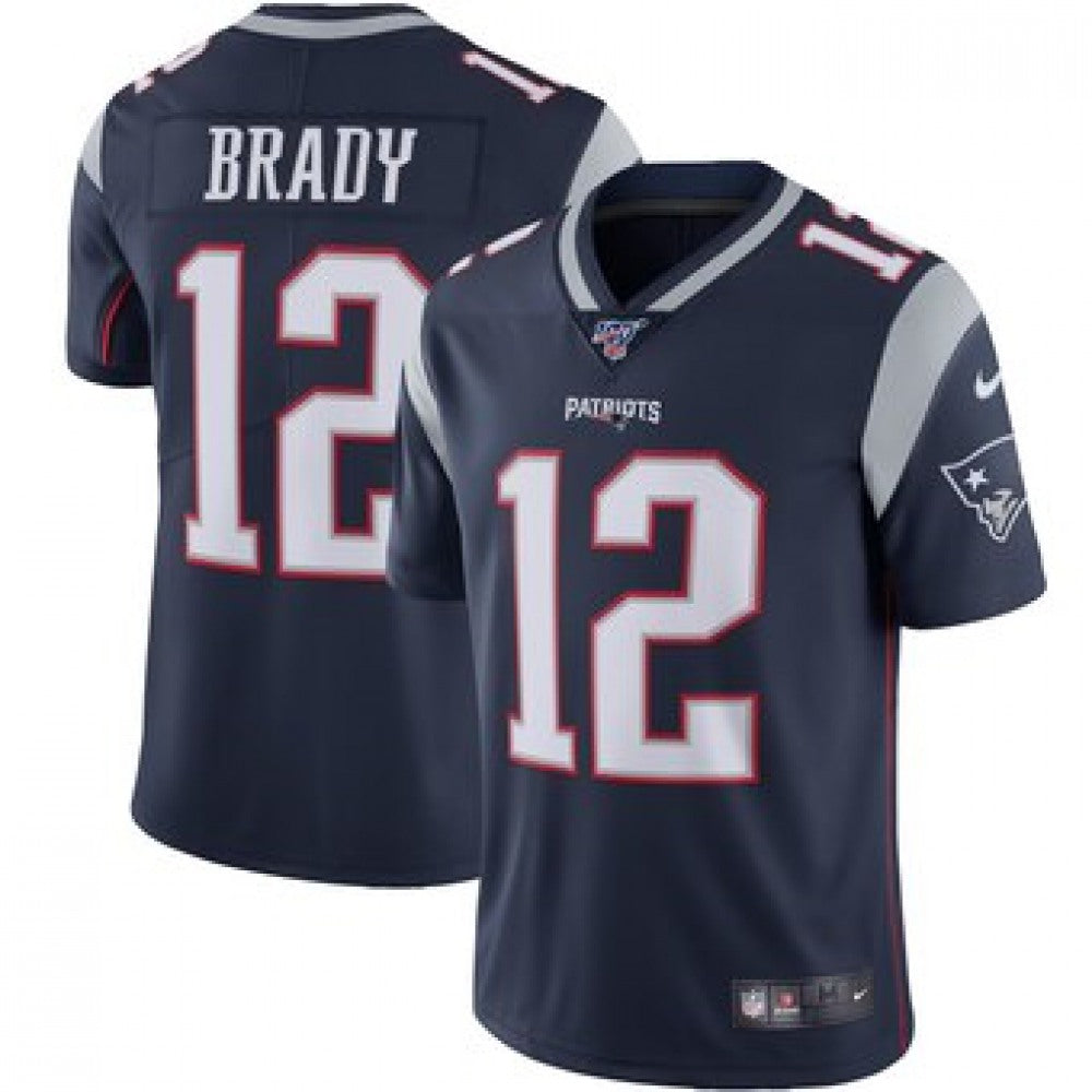 Men's New England Patriots #12 Tom Brady Navy 2019 100th Season Vapor Untouchable Limited Stitched NFL Jersey 