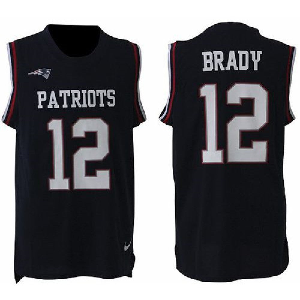 Patriots #12 Tom Brady Navy Blue Team Color Men's Stitched NFL Limited Tank Top Jersey 