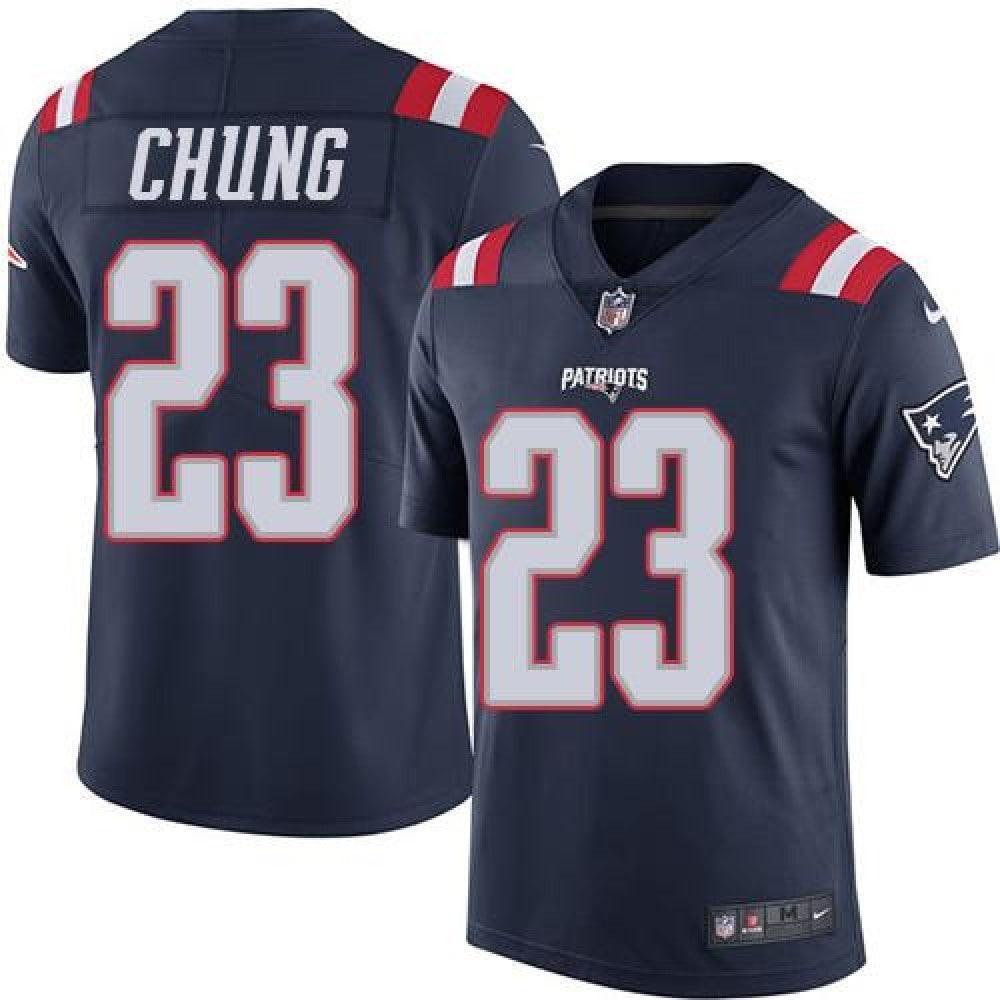 Patriots #23 Patrick Chung Navy Blue Men's Stitched NFL Limited Rush Jersey 