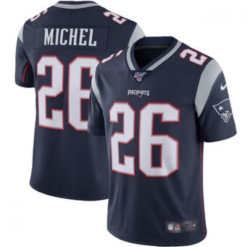 Men's New England Patriots #26 Sony Michel Navy 2019 100th Season Vapor Untouchable Limited Stitched NFL Jersey 