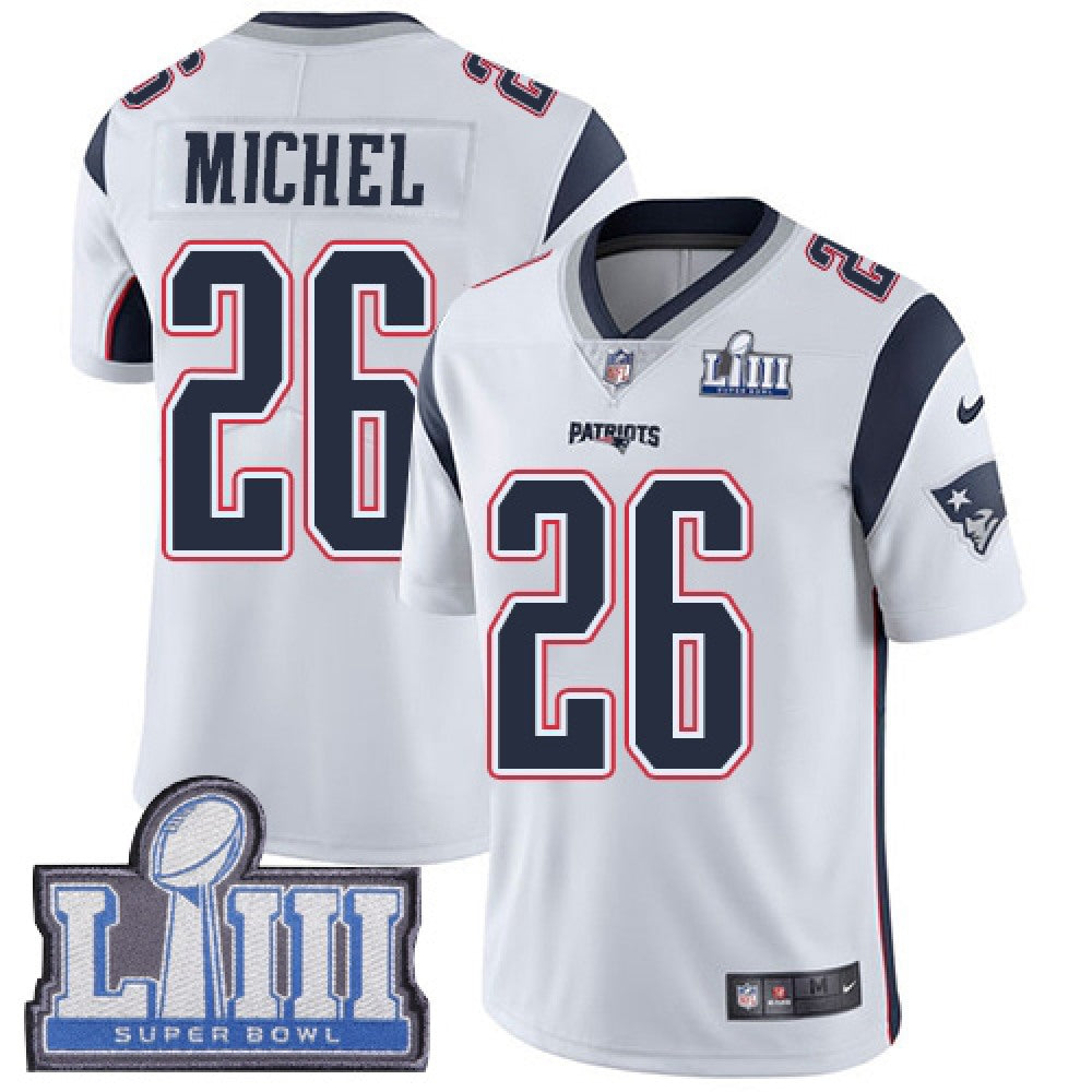 Men's New England Patriots #26 Sony Michel Navy Blue Super Bowl LIII Vapor Untouchable Limited Stitched NFL Jersey 