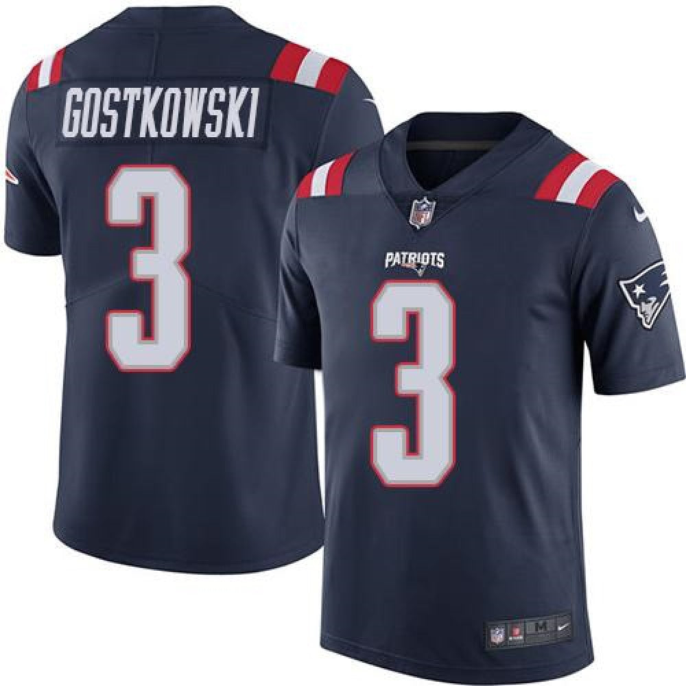 Patriots #3 Stephen Gostkowski Navy Blue Men's Stitched NFL Limited Rush Jersey 