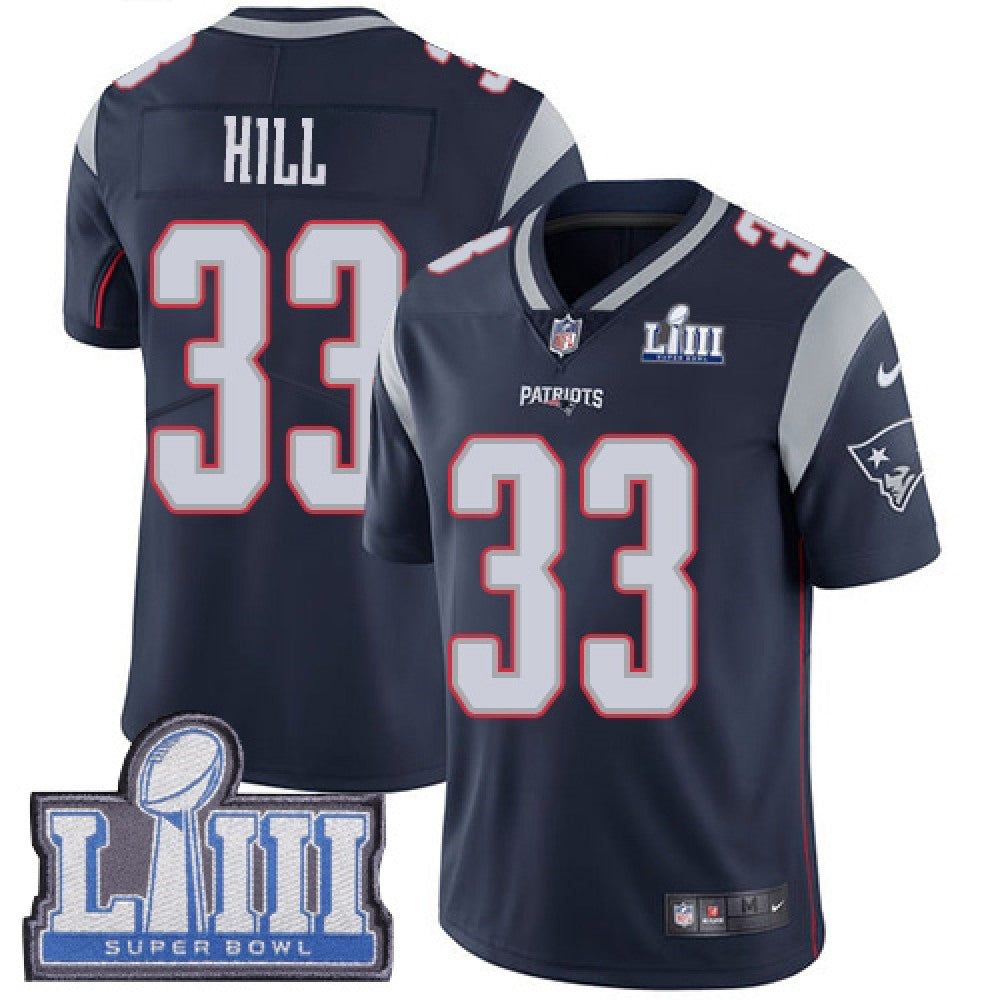 Men's New England Patriots #33 Jeremy Hill Navy Navy Blue Super Bowl LIII Vapor Untouchable Limited Stitched NFL Jersey 