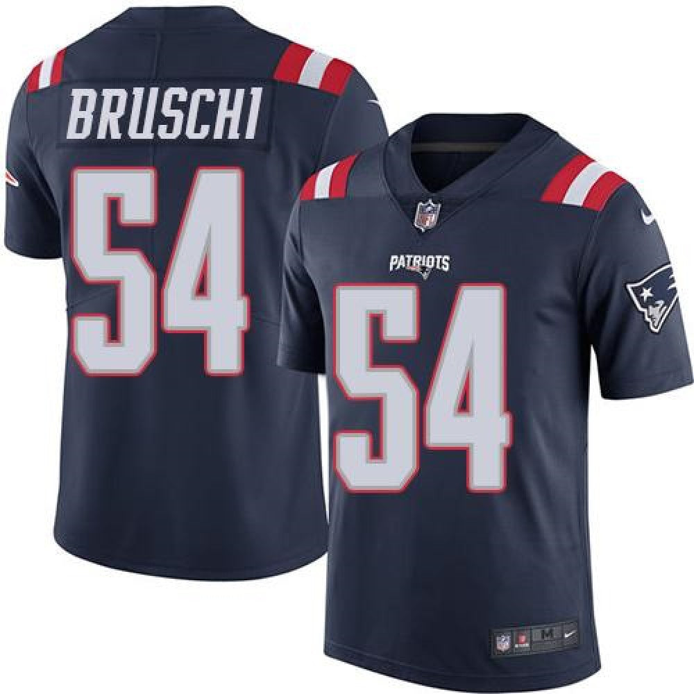 Patriots #54 Tedy Bruschi Navy Blue Men's Stitched NFL Limited Rush Jersey 