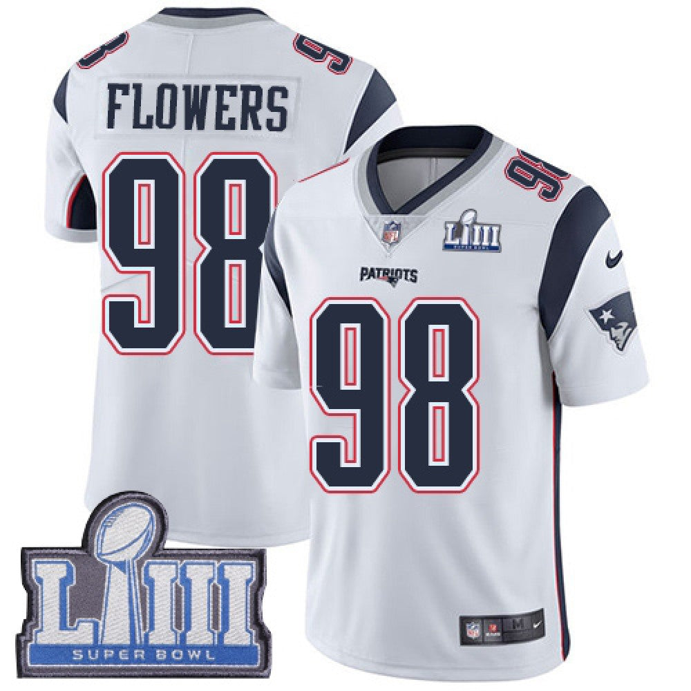 Men's New England Patriots #98 Trey Flowers Navy Blue Super Bowl LIII Vapor Untouchable Limited Stitched NFL Jersey 