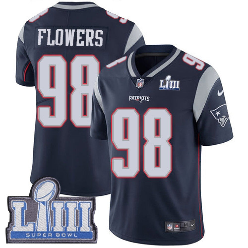 Men's New England Patriots #98 Trey Flowers Navy Blue Super Bowl LIII Vapor Untouchable Limited Stitched NFL Jersey 