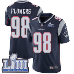 Men's New England Patriots #98 Trey Flowers Navy Blue Super Bowl LIII Vapor Untouchable Limited Stitched NFL Jersey 