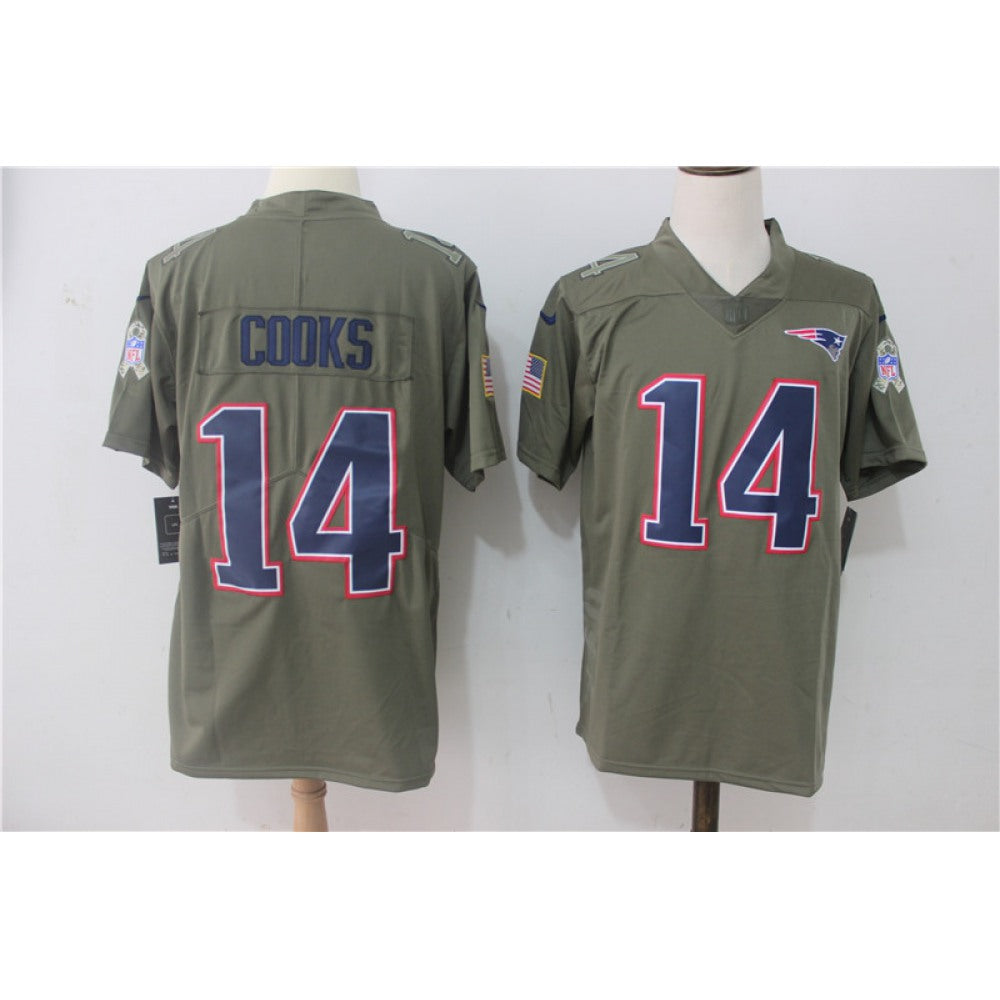 Men's New England Patriots #14 Brandin Cooks Olive Salute To Service Limited Stitched NFL Jersey 