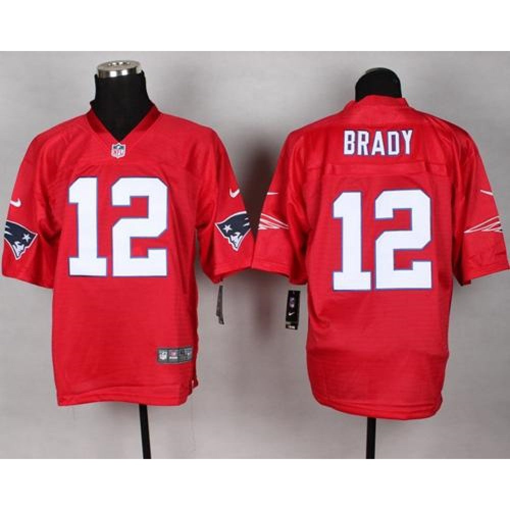 Patriots #12 Tom Brady Red Men's Stitched NFL Elite QB Practice Jersey 