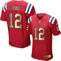 Patriots #12 Tom Brady Red Alternate Men's Stitched NFL Elite Gold Jersey 