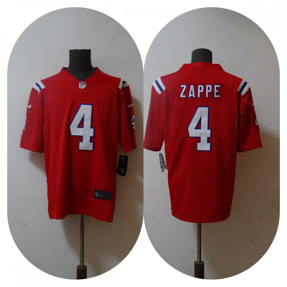 Men's New England Patriots #4 Bailey Zappe Red Vapor Untouchable Limited Stitched Jersey 