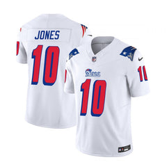 Men's New England Patriots #10 Mac Jones White 2023 F.U.S.E. Throwback Limited Stitched Football Jersey 