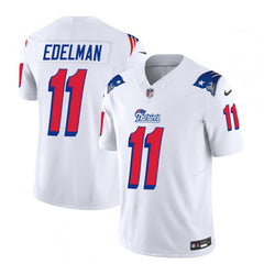 Men's New England Patriots #11 Julian Edelman White 2023 F.U.S.E. Throwback Limited Stitched Football Jersey 