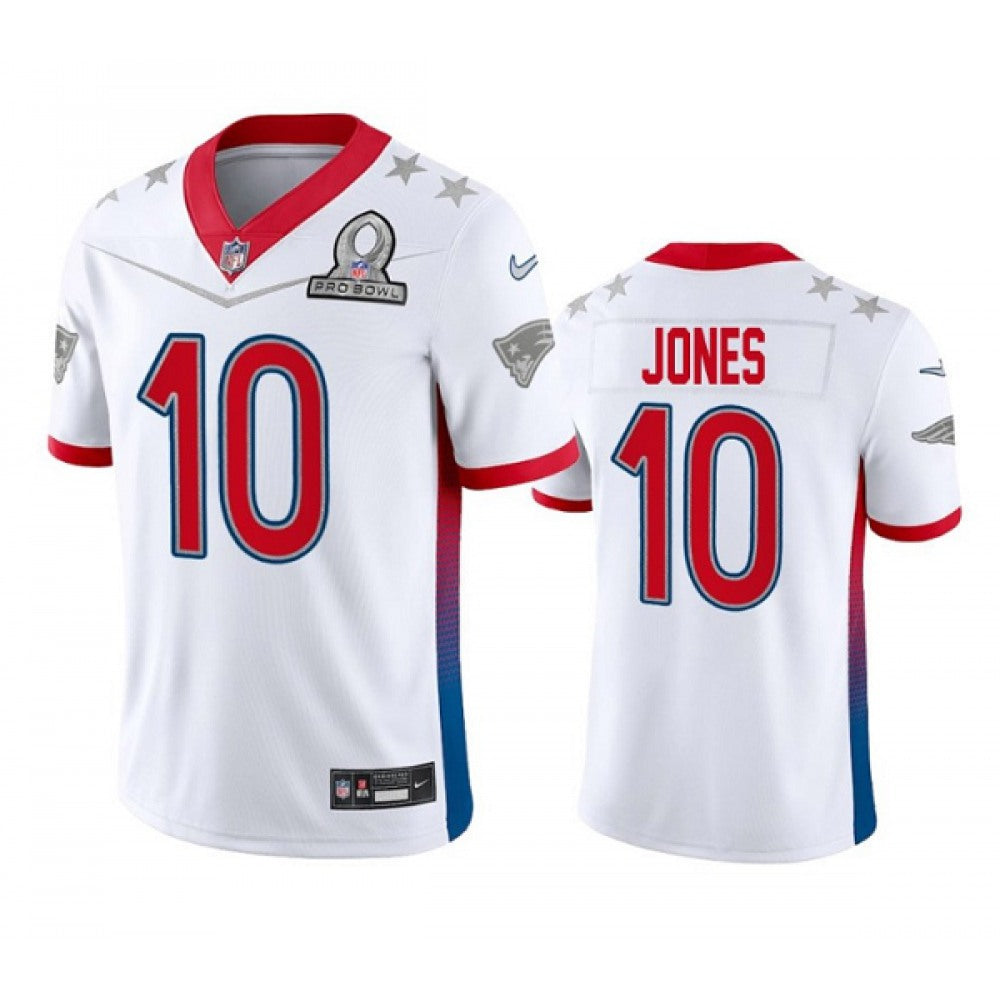 Men's New England Patriots #10 Mac Jones 2022 White Pro Bowl Stitched Jersey 
