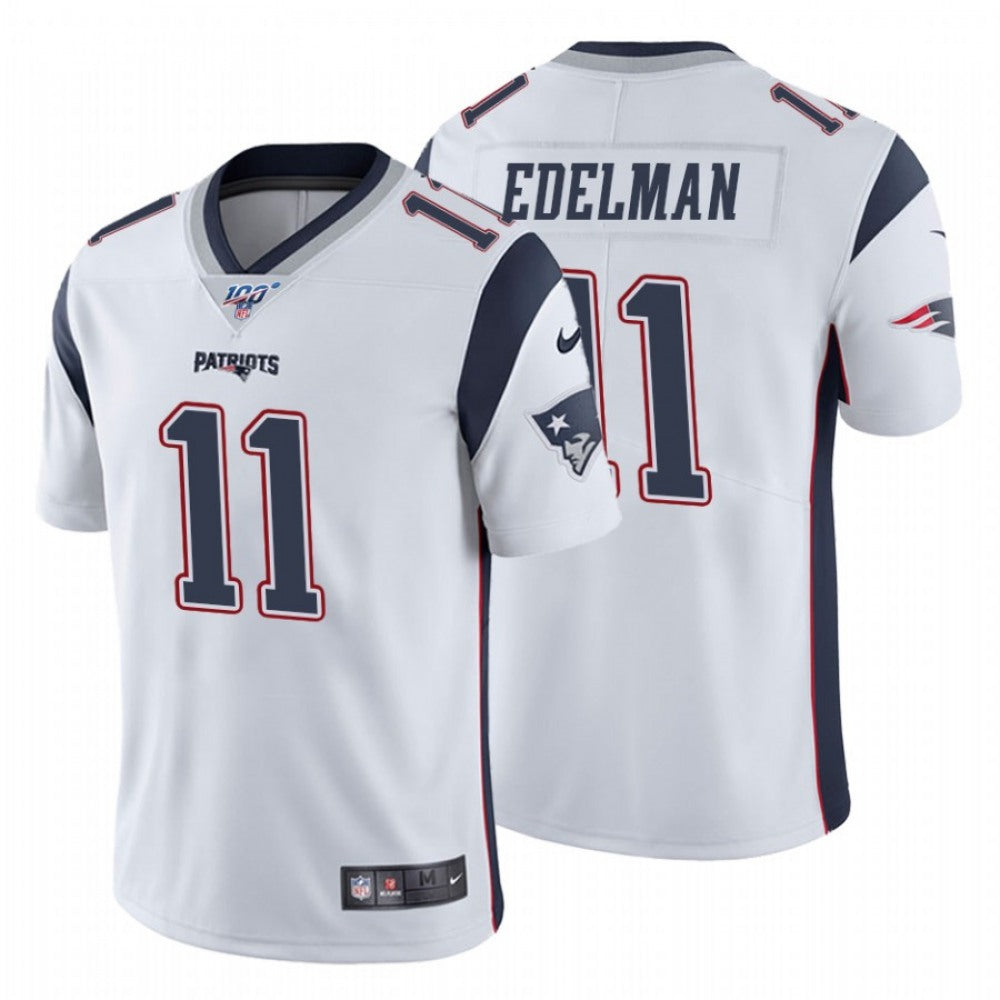 Men's New England Patriots #11 Julian Edelman 2019 White 100th season Limited Stitched NFL Jersey 