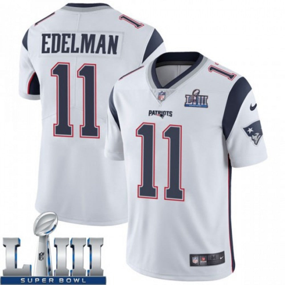 Men's New England Patriots #11 Julian Edelman White Super Bowl LIII Vapor Untouchable Limited Stitched NFL Jersey 