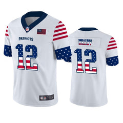 Men's New England Patriots #12 Tom Brady White 2019 USA Flag Fashion Limited Stitched NFL Jersey 